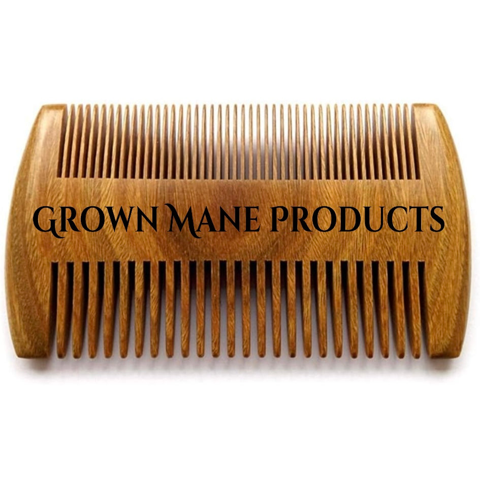 Grown Mane Dual‑Tooth Sandalwood Beard Hair Comb