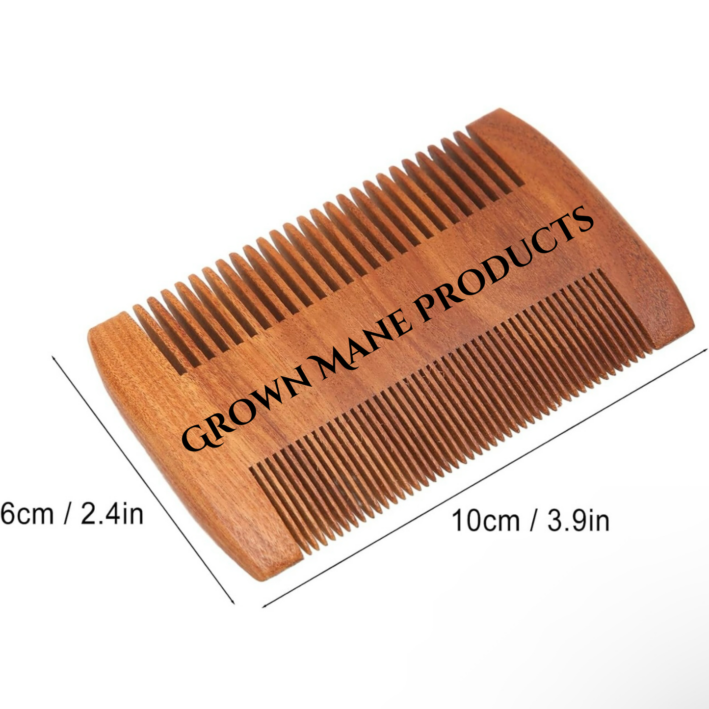 Grown Mane Dual‑Tooth Sandalwood Beard Hair Comb