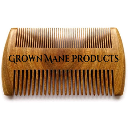 Grown Mane Dual‑Tooth Sandalwood Beard Hair Comb